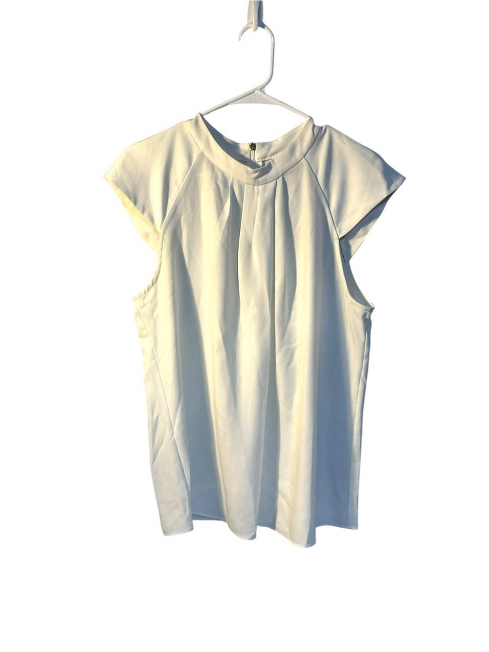 Calvin Klein Ivory Pleated Cap-Sleeve Camisole
